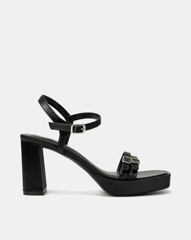  Giày Sandal Đế Đúp Phối Hai Quai Buckle 