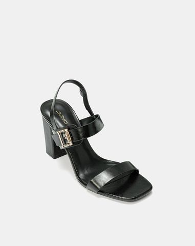  Giày Sandal Gót Vuông Quai Ngang Phối Khóa Trang Trí 