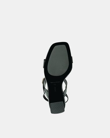  Giày Sandal Gót Vuông Quai Ngang Phối Khóa Trang Trí 