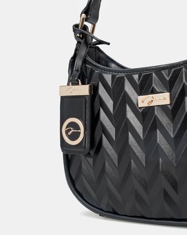  Túi Xách Nhỏ Hobo Dập Hoạ Tiết Phối Charm 