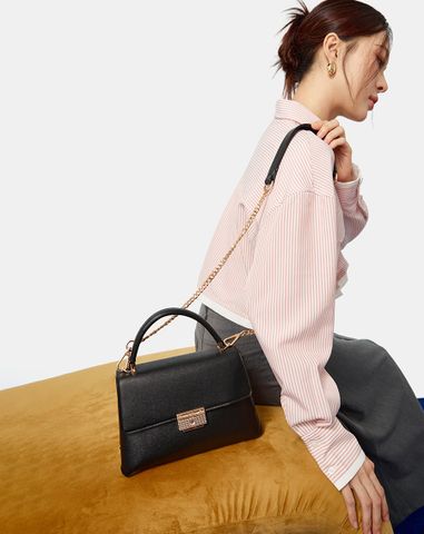  Túi Xách Nhỏ Top Handle Phối Khoá 