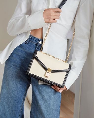  Túi Xách Nhỏ Nắp Gập Trang Trí Khoá 