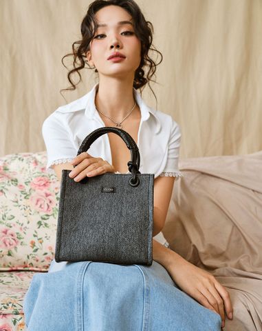  Túi Xách Nhỏ Phối Tay Cầm Xoắn 