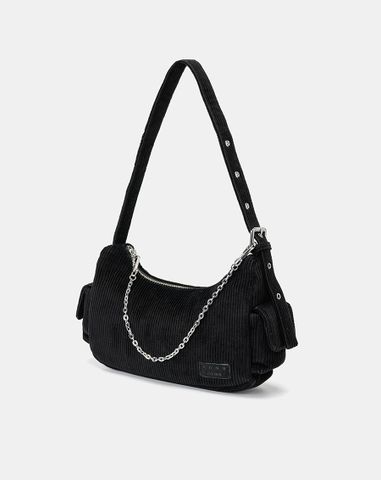  Túi Xách Nhỏ Đeo Vai Phối Vải Nhung Tăm 