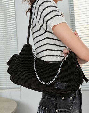  Túi Xách Nhỏ Đeo Vai Phối Vải Nhung Tăm 