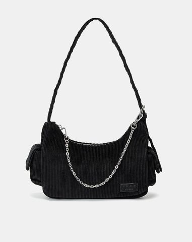  Túi Xách Nhỏ Đeo Vai Phối Vải Nhung Tăm 