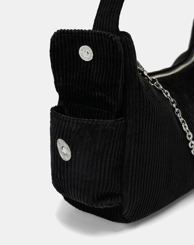  Túi Xách Nhỏ Đeo Vai Phối Vải Nhung Tăm 