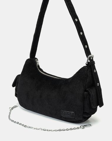  Túi Xách Nhỏ Đeo Vai Phối Vải Nhung Tăm 