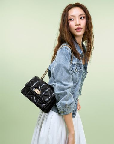  Túi Xách Nhỏ Đeo Vai Phối Khoá 