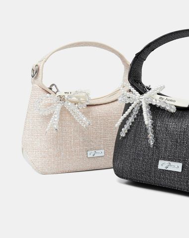  Túi Xách Nhỏ Top Handle Trang Trí Charm Nơ 