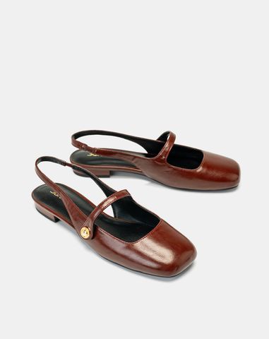  Giày Búp Bê Slingback Mũi Tròn 