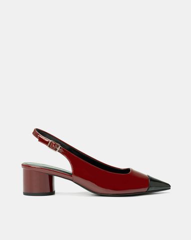  Giày Cao Gót Slingback Mũi Nhọn Phối Toecap 