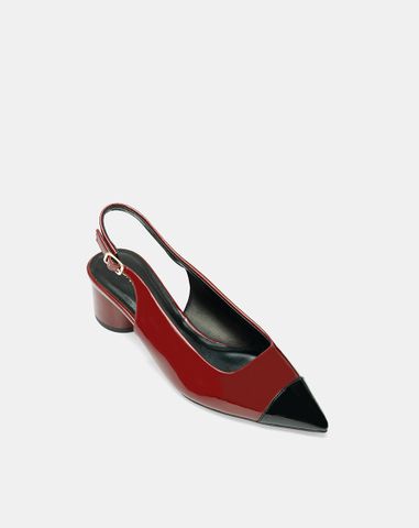  Giày Cao Gót Slingback Mũi Nhọn Phối Toecap 
