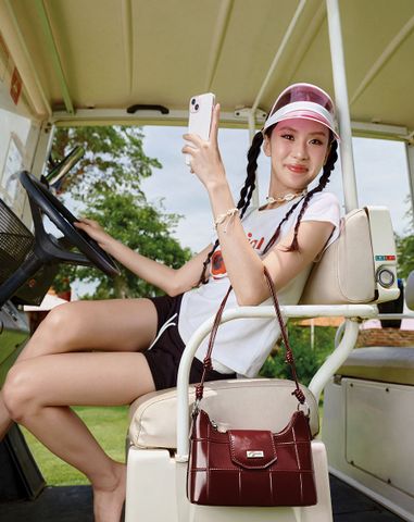  Túi Xách Nhỏ Dập Hoạ Tiết Ô Vuông 