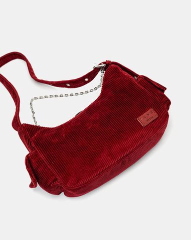  Túi Xách Nhỏ Đeo Vai Phối Vải Nhung Tăm 