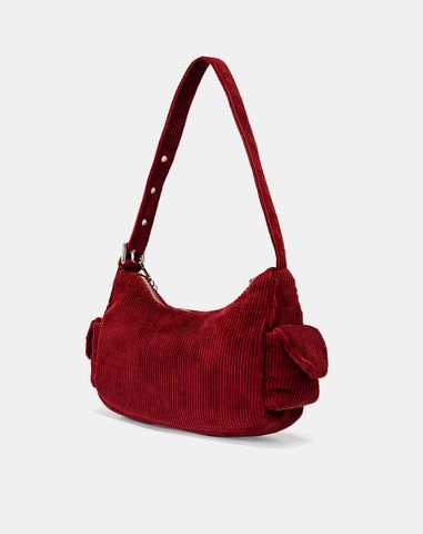  Túi Xách Nhỏ Đeo Vai Phối Vải Nhung Tăm 