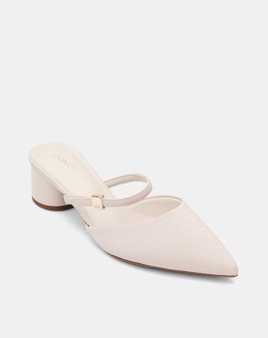  Giày Cao Gót Sục Gót Trụ Thấp Phối Quai Ngang 