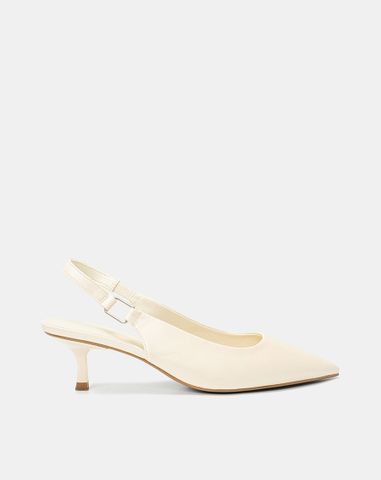  Giày Cao Gót Slingback Phối Khóa Trang Trí 