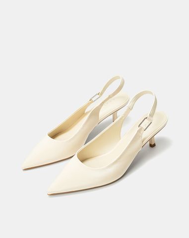 Giày Cao Gót Slingback Phối Khóa Trang Trí 