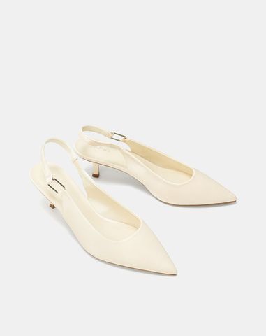  Giày Cao Gót Slingback Phối Khóa Trang Trí 