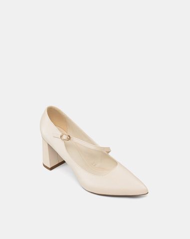  Giày Cao Gót Pump Gót Trụ Quai Mary Jane Xéo 