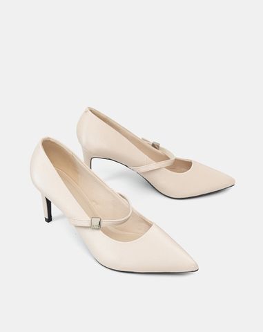  Giày Cao Gót Pump Gót Thanh Phối Quai Trang Trí 