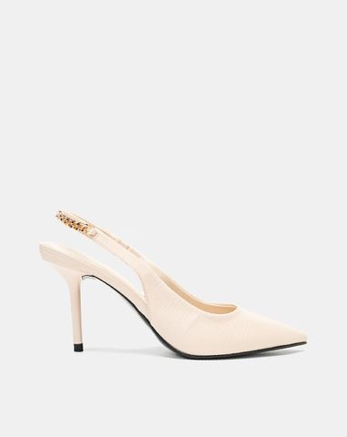  Giày Cao Gót Slingback Phối Xích 
