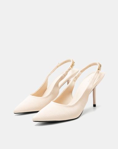  Giày Cao Gót Slingback Phối Xích 