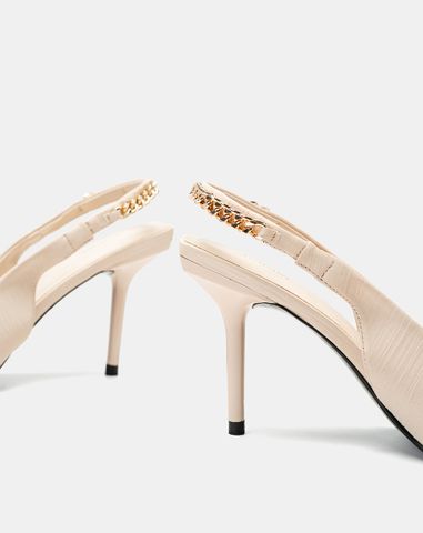  Giày Cao Gót Slingback Phối Xích 