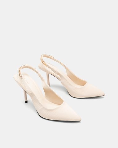  Giày Cao Gót Slingback Phối Xích 