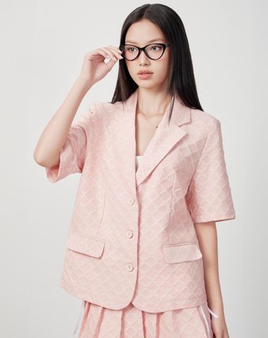  Áo vest xốp nổi hoa văn tay ngắn 
