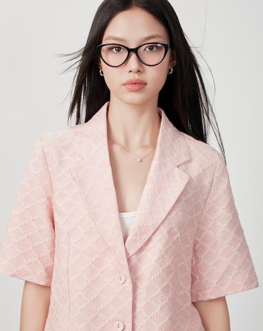  Áo vest xốp nổi hoa văn tay ngắn 