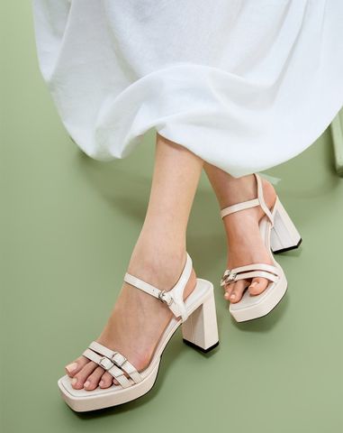  Giày Sandal Đế Đúp Phối Hai Quai Buckle 