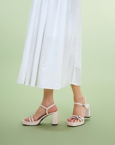  Giày Sandal Đế Đúp Phối Hai Quai Buckle 