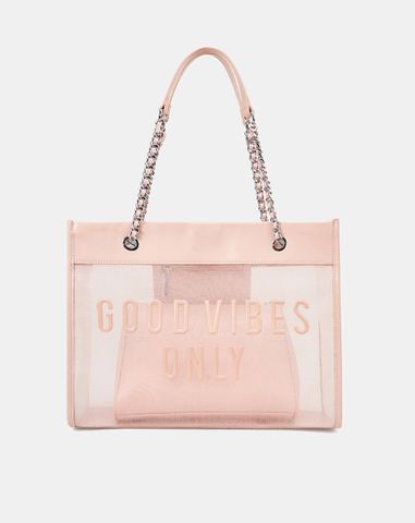  Túi Xách Lớn Tote Bag Phối Lưới Xuyên Thấu 