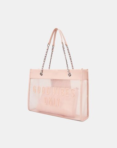  Túi Xách Lớn Tote Bag Phối Lưới Xuyên Thấu 