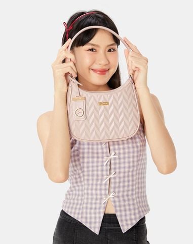 Túi Xách Nhỏ Hobo Dập Hoạ Tiết Phối Charm 