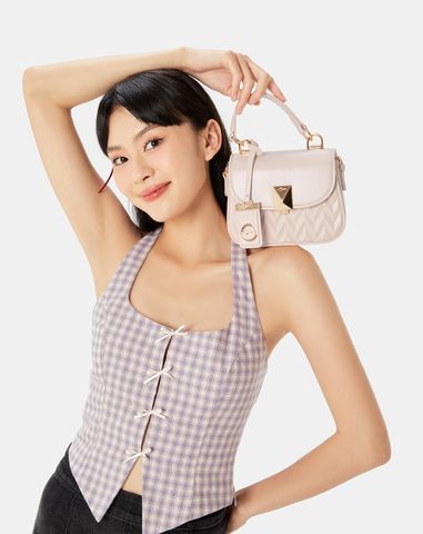  Túi Xách Nhỏ Xách Nhỏ Top Handle Dập Hoạ Tiết Phối Charm 