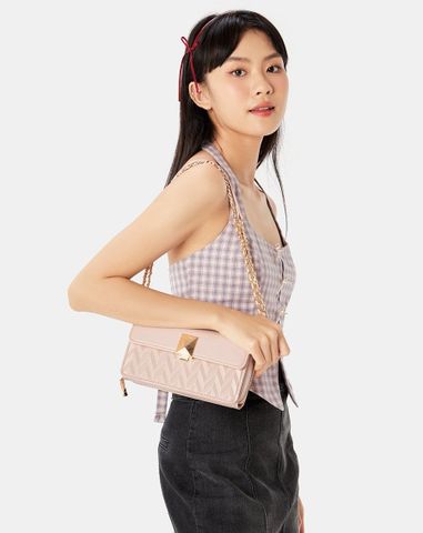  Túi Xách Nhỏ Dáng Chữ Nhật Dập Hoạ Tiết Trang Trí 