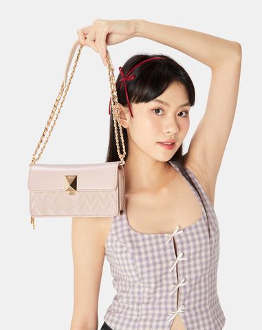  Túi Xách Nhỏ Dáng Chữ Nhật Dập Hoạ Tiết Trang Trí 