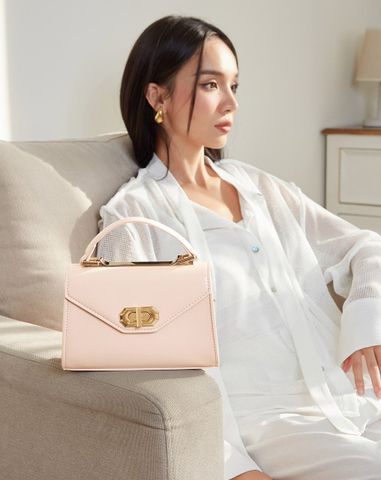  Túi Xách Nhỏ Top Handle Phối Khoá Trang Trí 