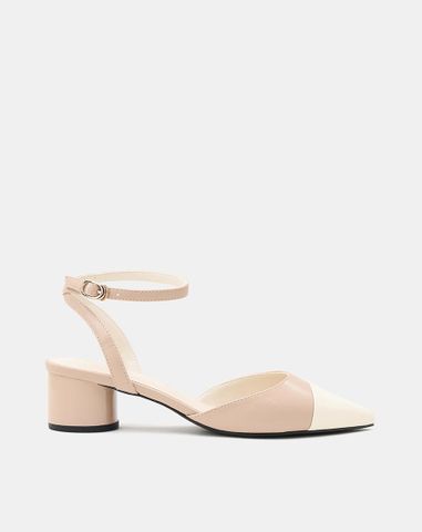  Giày Cao Gót Slingback Phối Toe Cap 