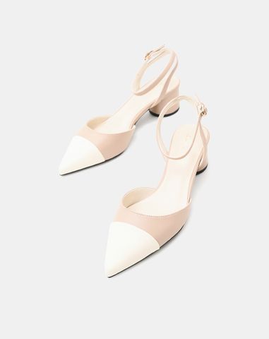  Giày Cao Gót Slingback Phối Toe Cap 