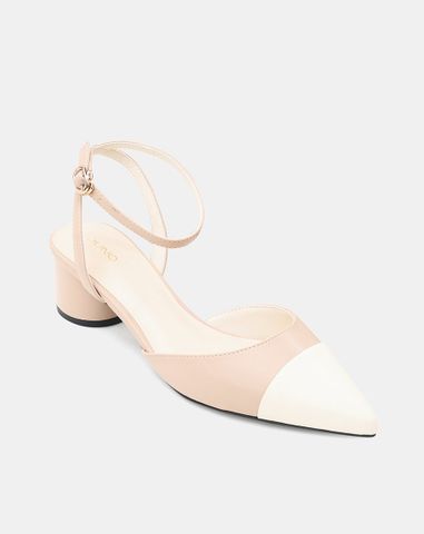  Giày Cao Gót Slingback Phối Toe Cap 