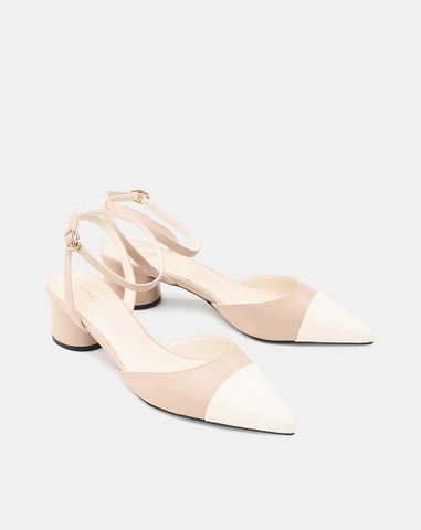  Giày Cao Gót Slingback Phối Toe Cap 