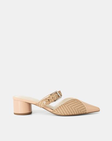  Giày Cao Gót Mules Đắp Mũi Chéo 