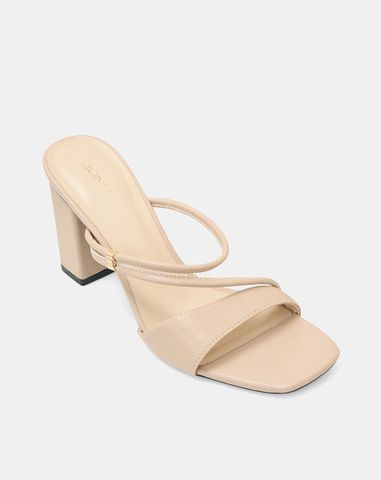  Giày Sandal Gót Vuông Phối Quai Kiểu 