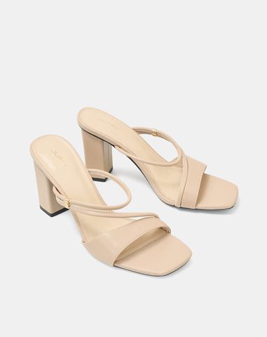  Giày Sandal Gót Vuông Phối Quai Kiểu 