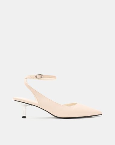  Giày Cao Gót Pump Hở Gót Quai Cổ Chân 