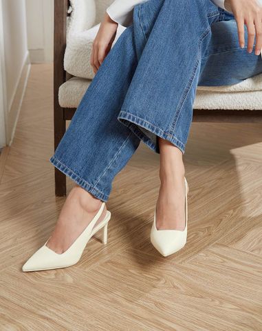  Giày Cao Gót Cao Gót Slingback Mũi Nhọn Gót Thanh 